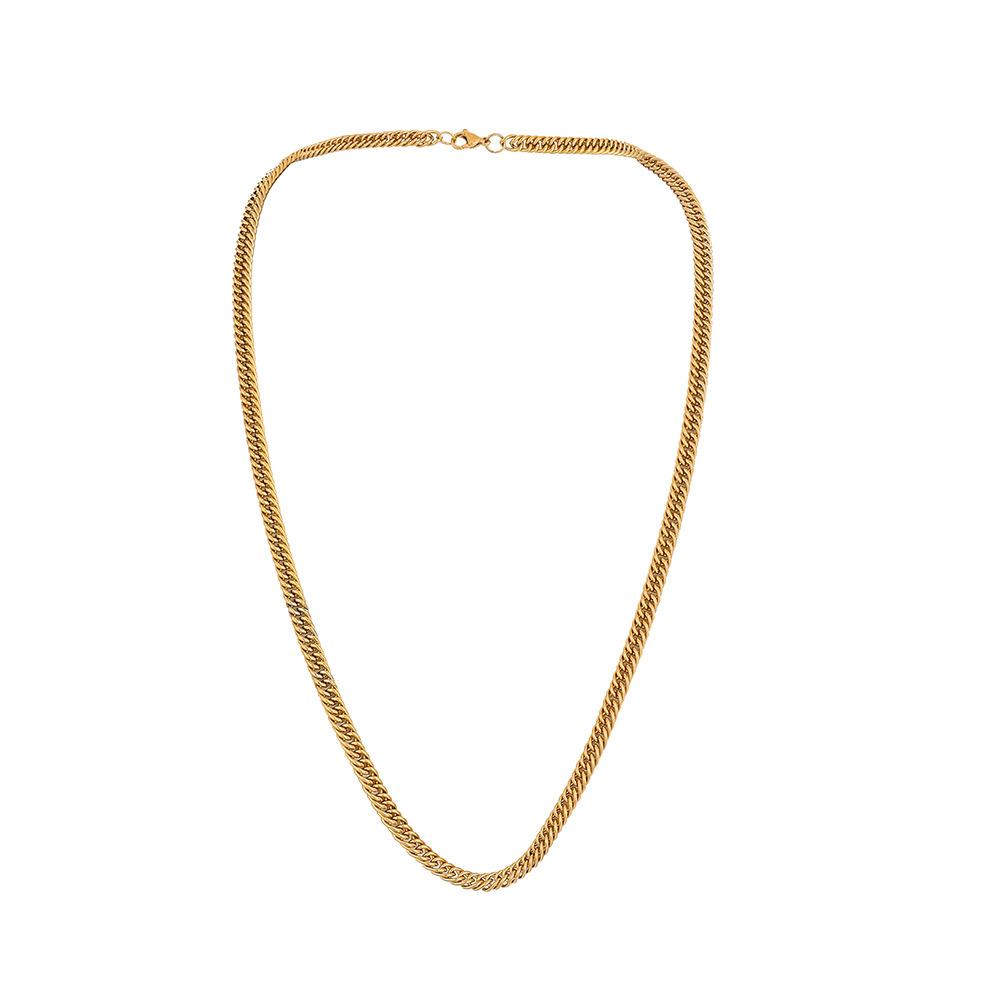 Simple and Fashionable Men's Gold Double Buckle Single Chain Necklace Ins Wind Titanium Steel Niche Necklace Men