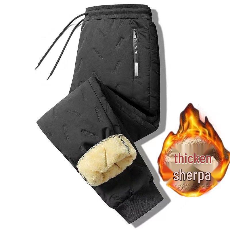 

Мужские флисовые брюки большого размера из овечьей шерсти - Толстые, ветрозащитные и морозостойкие зимние брюки 5XL