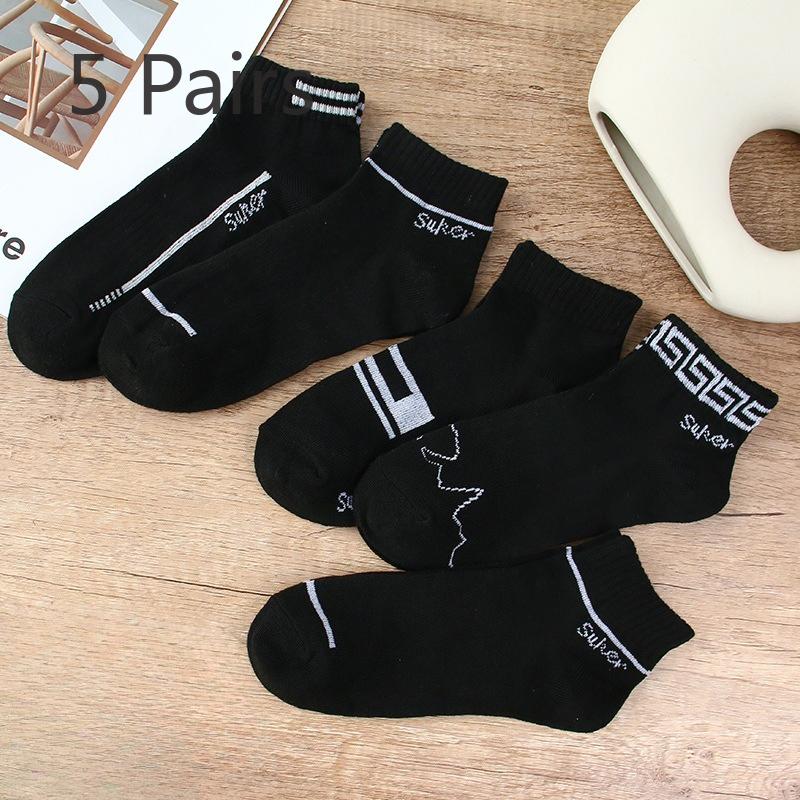 

5 пар мужских спортивных носков-лодочек для всех видов спорта, дышащих, однотонных 5 Pairs чёрный