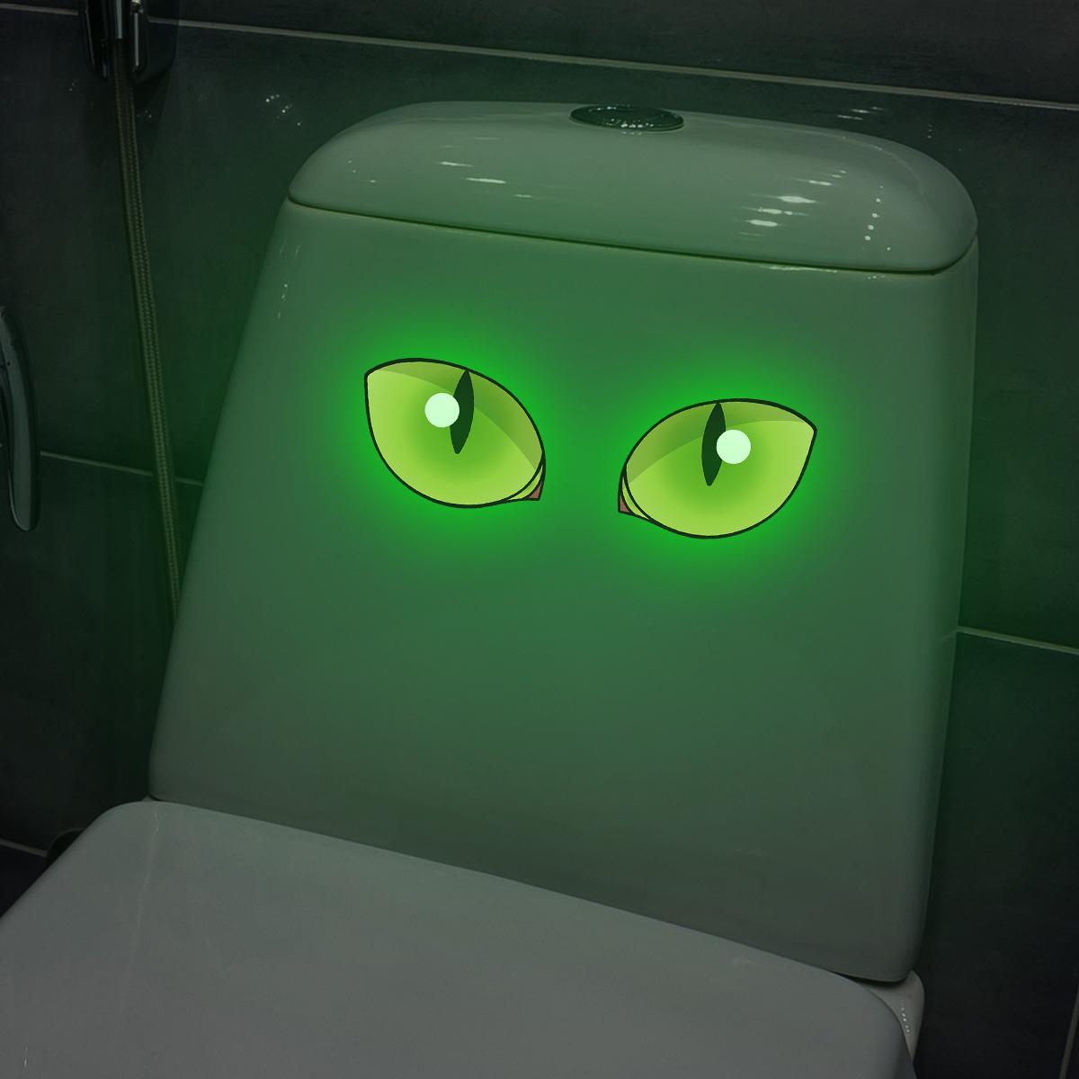 1PC Creative luminous eyes, bathroom toilet stickers, home glass wall stickers, wall decorations