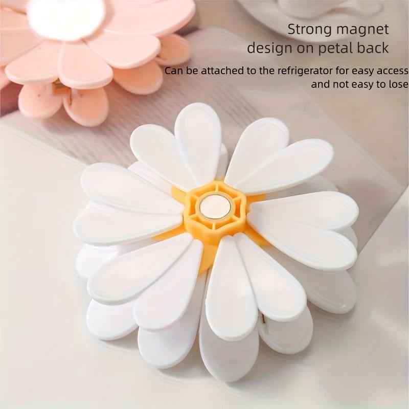 6pcs Daisy Petal Snack Sealing Clips 3D Magnetic Daisy Flower Shaped Plastic Food Clips for Chips Pet Food Kitchen Storage