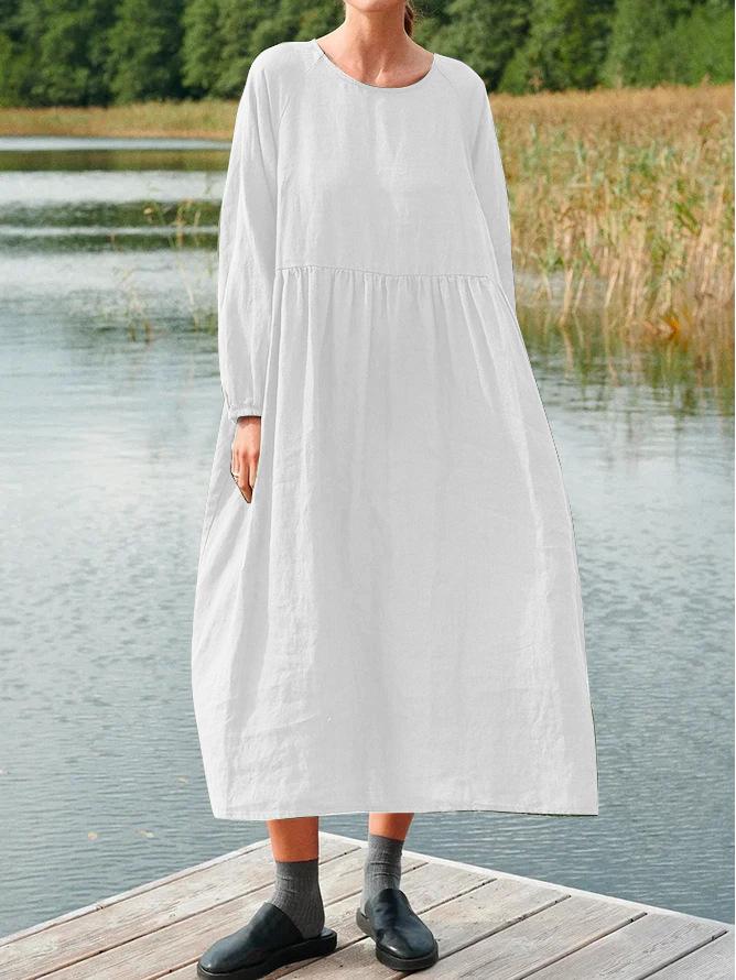 Herbst & Winter Rundhals Langarm Patchwork Kleid