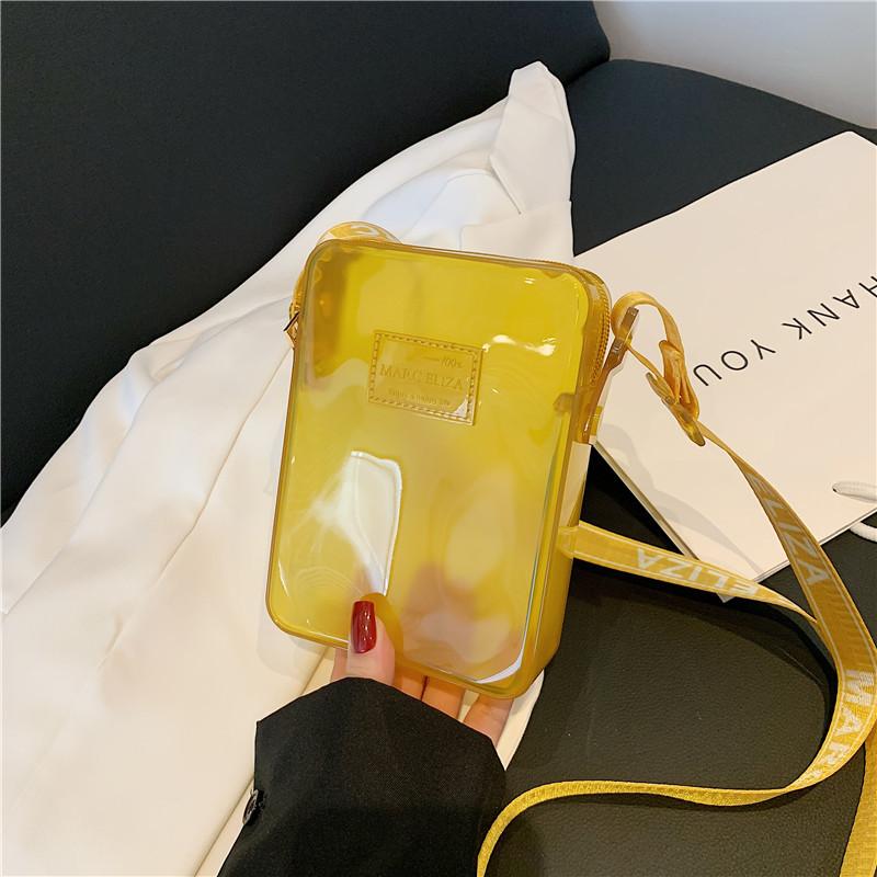 

Fashionable PVC Messenger Bag Transparent Shoulder Bag Waterproof Square Bag Handbag Phone Bag Women Lipstick Key Storage Bag жёлтый