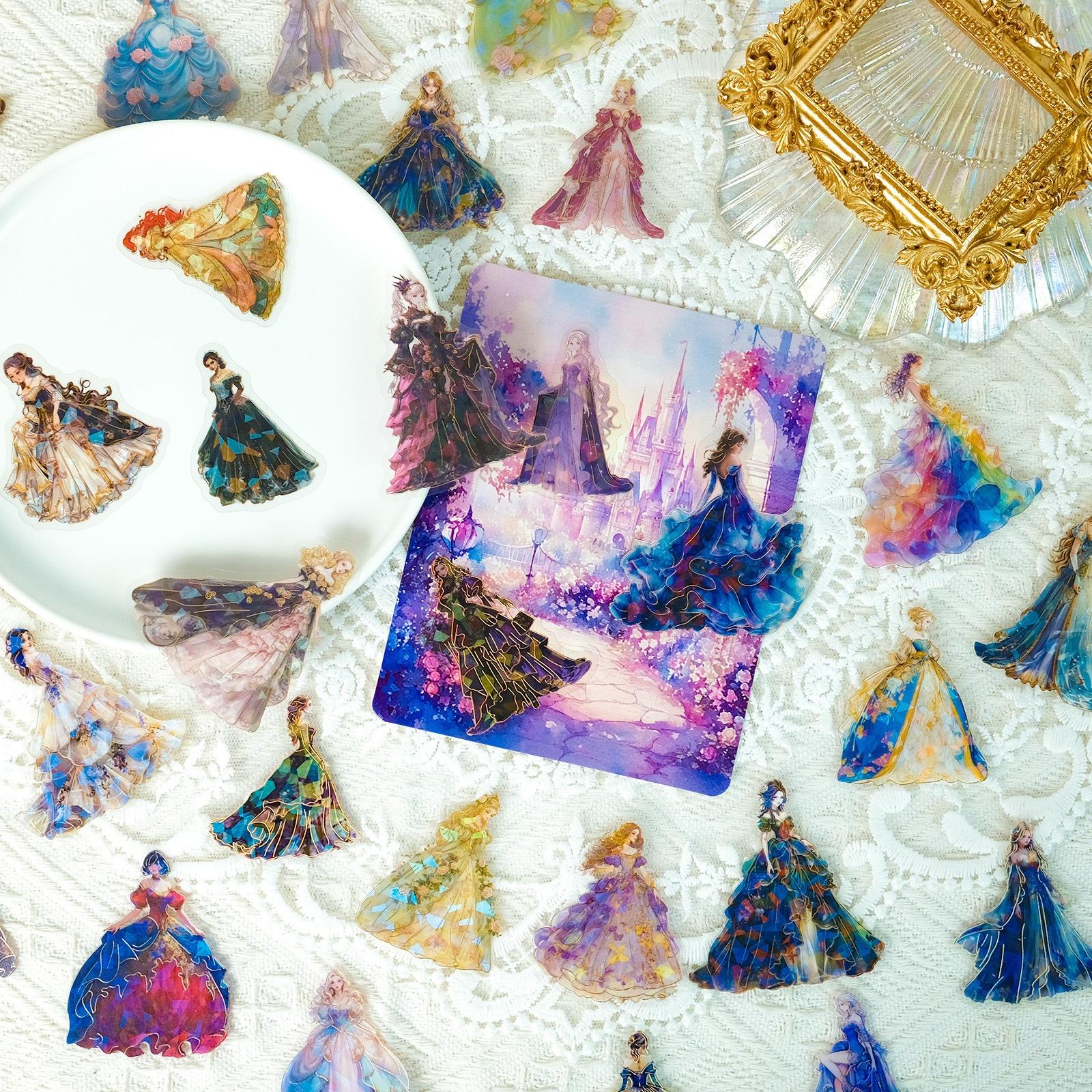 

30 24 Year Old Dinner Dress Up Pet Stickers Retro Girl Laser Bronzing Decorative Water Cup Stickers