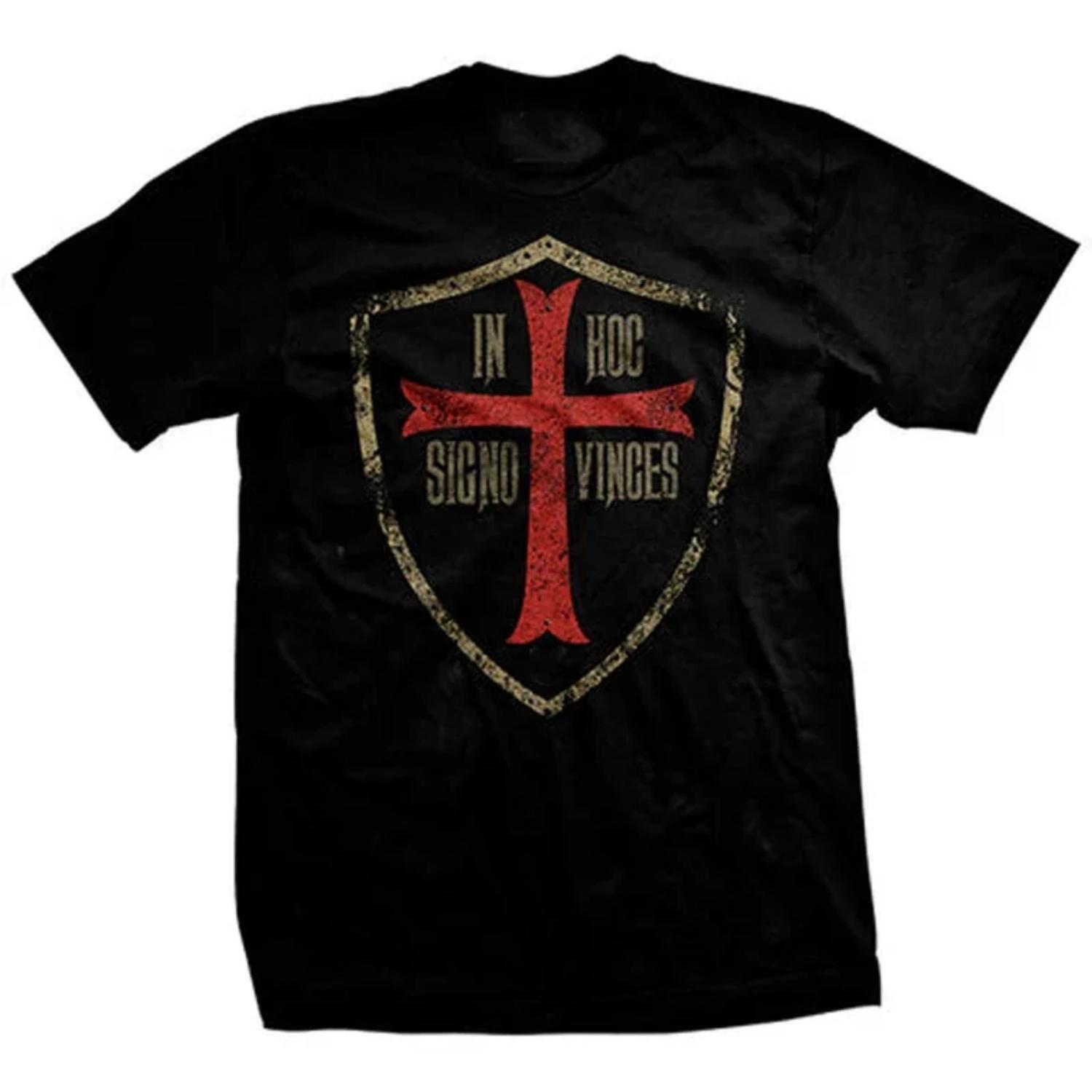 

Latin In This Sign_ You Will Conquer. Crusades Sign Cross T Shirt XXXXXL чорний