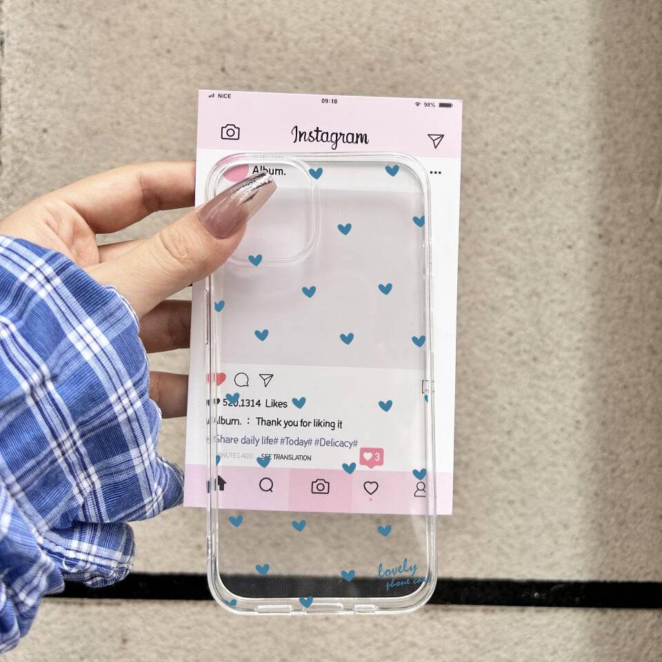 Fashion Black White Love Heart Phone Case For iPhone 16 17 14 15 11 12 Mini 13 Pro Max XS XR 7 8Plus Transparent Soft TPU Cover