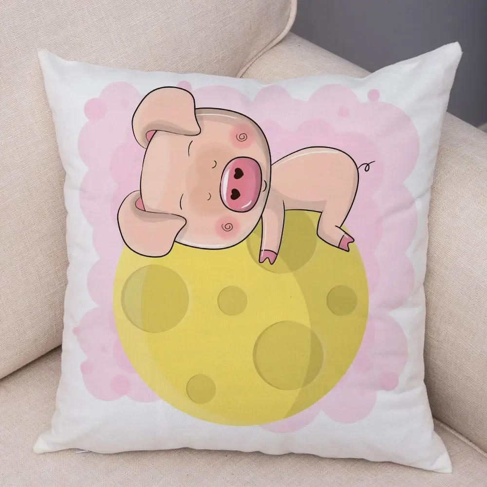 Cute Cartoon Pet Pig Pillowcase Decorative Animal Cushion Cover Children's Room Sofa Home