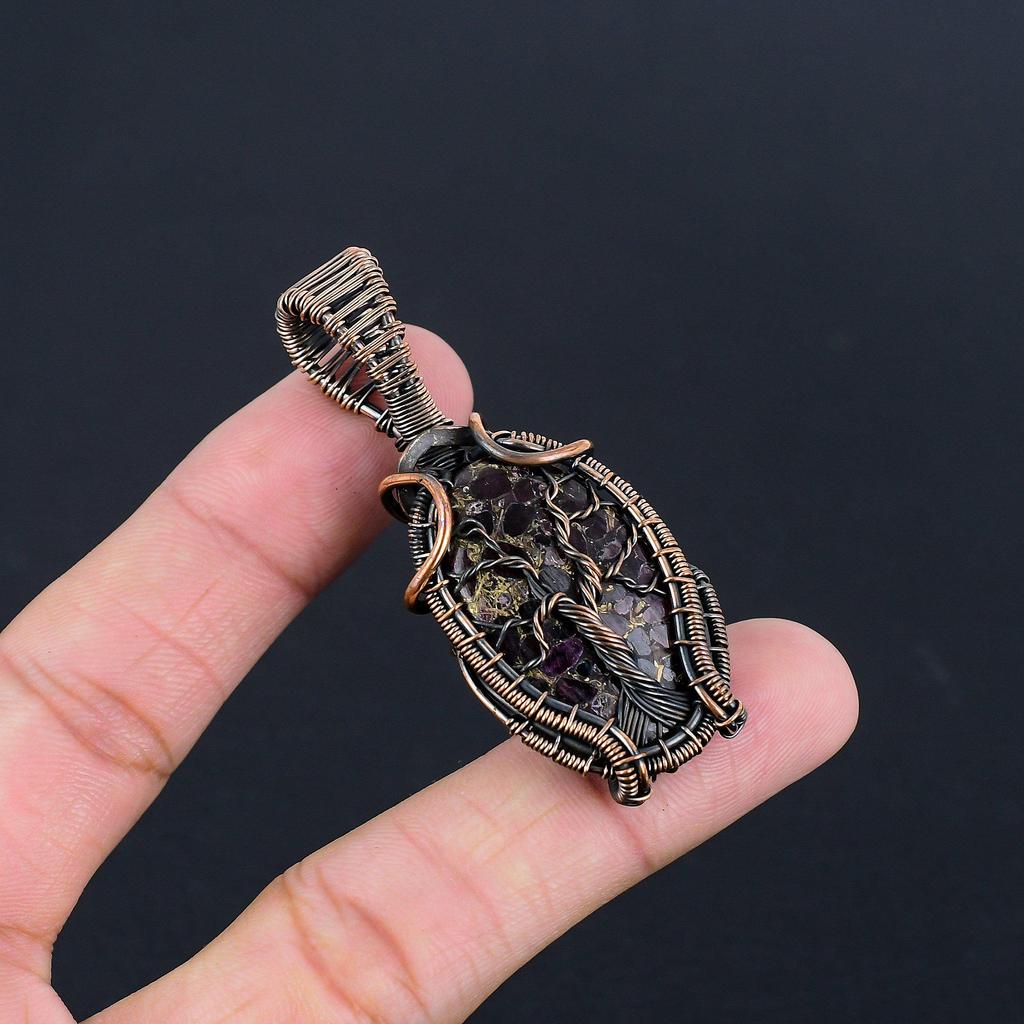 Dragon Blood Jasper 999 Copper Wire Wrapped Pendant, Handmade Gemstone Pendant Jewelry, Gifts For Wife Brand New Pendant