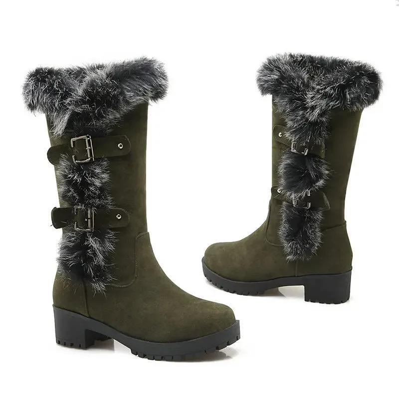 

Модные женские замшевые ботинки, модные плюшевые утепленные зимние ботинки на толстой подошве, для путешествий на открытом воздухе, нескользящие, повседневные, хлопковые, роскошные 2024 38 армия зеленый