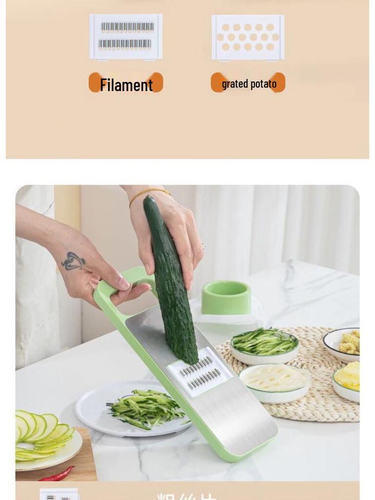 Multifunctional Vegetable and Potato Slicer, Shredder, and Julienne Grater with Kitchen Inserts