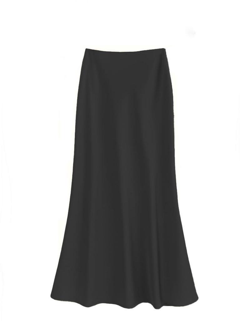 Women's French-Style Satin Midi Skirt - Light Luxury, High-Waist, Bodycon Mermaid Design for Spring and Autumn