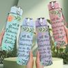 1PC Wildflower Inspirational Quote Print 750ml Color Plastic Sports Water Bottle Leakproof Flip Straw Lid Suitable for Sports Office Home Use