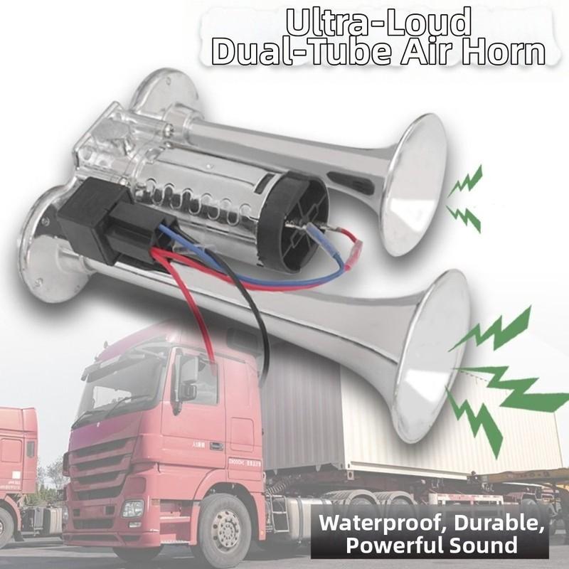 Bus Horn 12V/24V Electric Horn 120DB Dual Trumpets Air Horn Heavy Duty Wear-resistant Car Horn Motorcycle