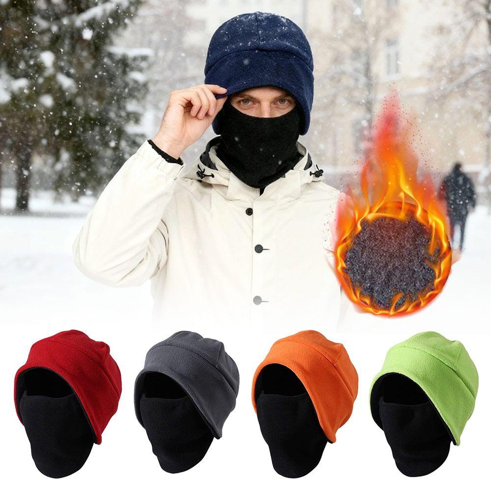 Thicken Fleece Hat Ear Protection Windproof Warm Pullover Hats Unisex Double-layered Headcover Bonnet