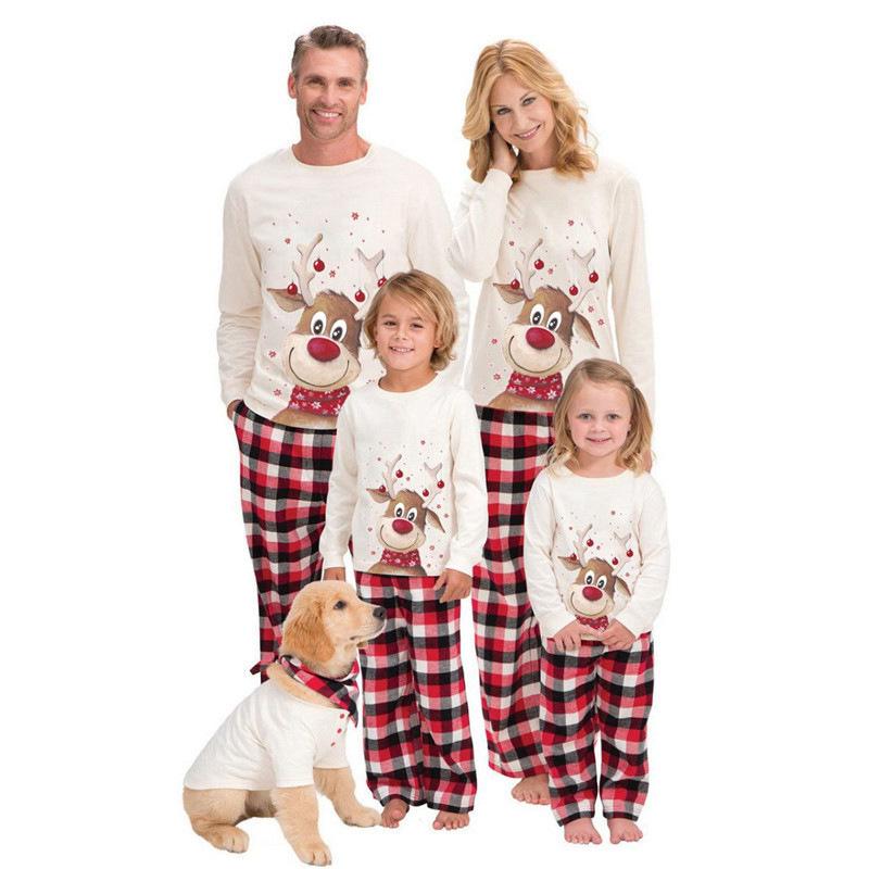 Reindeer Print Parent-Child Christmas Pajama Set – Long Sleeve Cotton Loungewear