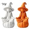 3D Printed Pla Ornaments Meditating Witch Figurine on Pumpkin Base, Minimalist Personalized Holiday Party Decor Halloween Autumn Desktop Statue,