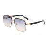 Double beam square sunglasses European and American personality simple half frame pilot anti-ultraviolet sunglasses ladder price