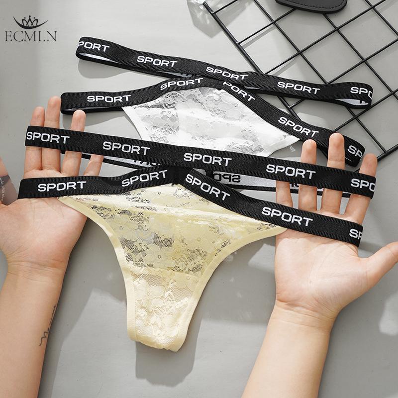 Women's Sexy T-Back Underwear Panties G-String Lace Thongs Briefs Female Fashion Letter Panties Underwear Lingerie