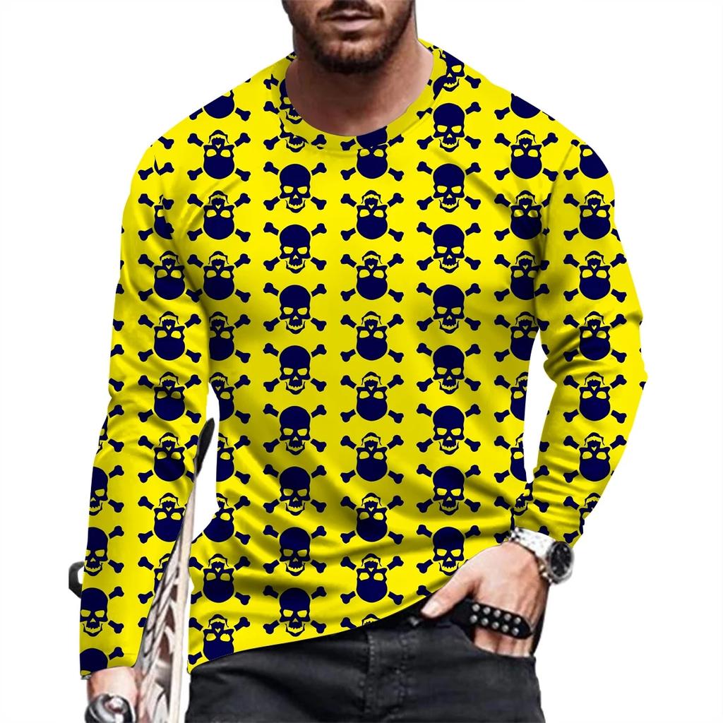 Potisk lebky Pánské tričko s dlouhým rukávem Ležérní Hip Hop Horor Alternativní Osobnost Ležérní Móda O Límec Kvalita Oblečení