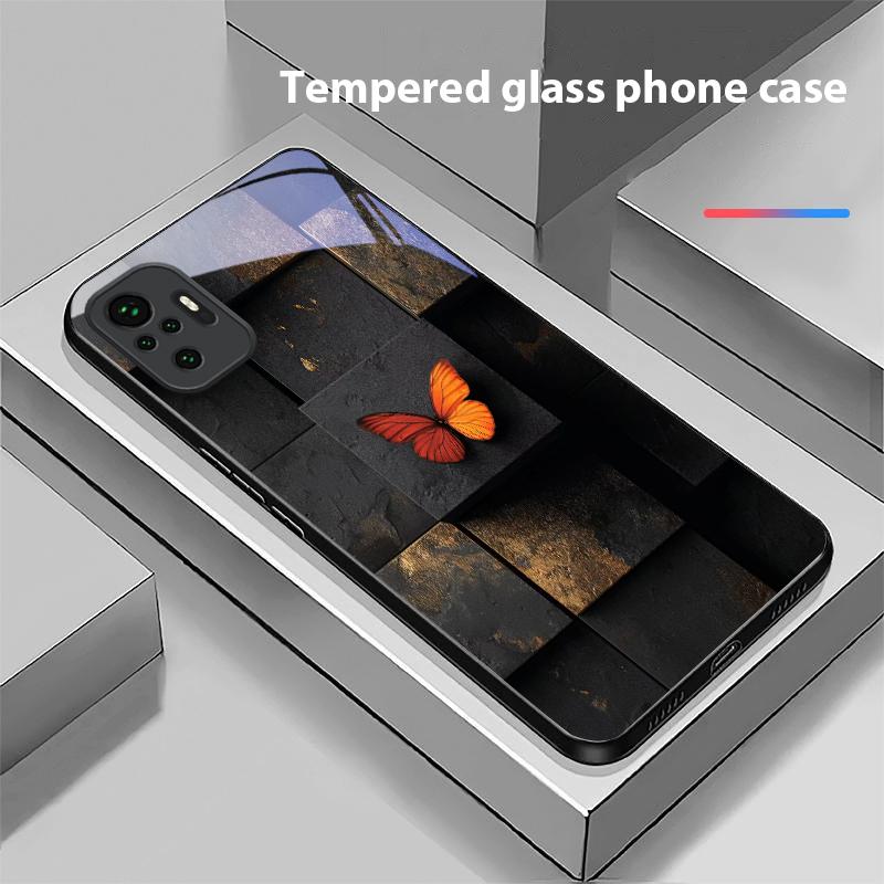 Mysterious butterfly For Redmi Note 7 8 9 8T 10 11 12 12S 13 14 Pro Plus 5G 13C 12 14C 5 4G Black tempered glass phone case