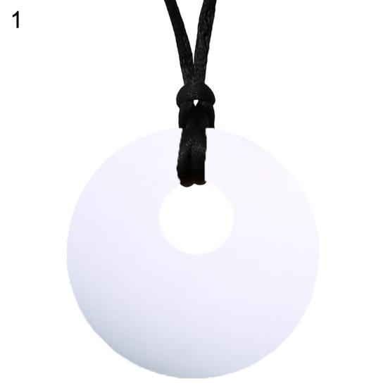 Mom Round Pendant Necklace Baby Teething Nursing Bite Chew Soft Silicone Teether Toy
