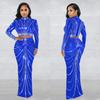 C6028 European & American Fashion Mesh Hot Drill See-through Long Sleeve Dress Two-piece Set for Women