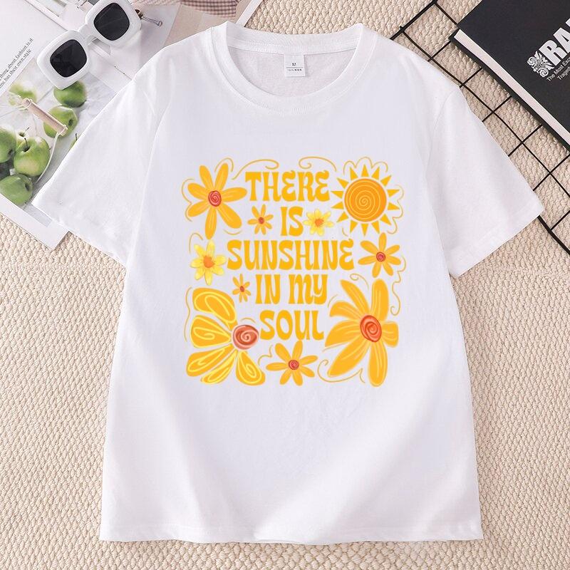 Sunshine in My Soul TShirt Unisextal Health T Shirt Retro Boho Summer Vibes Tshirt Hippie Flower Tee Unisexs Clothing Short Sleeve