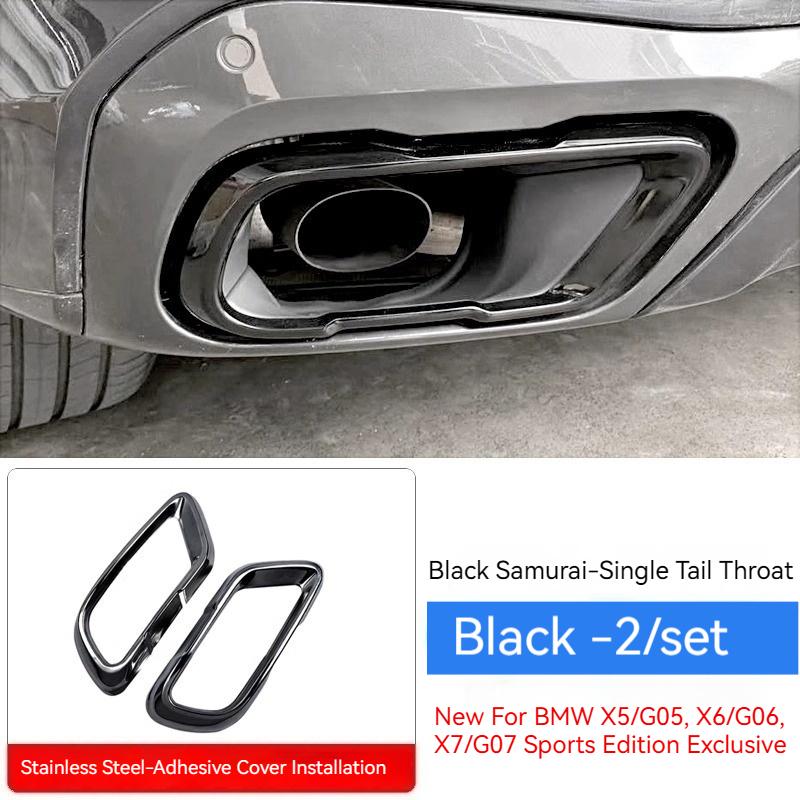 

For BMW M Sport X5 G05 X6 G06 X7 G07 2019 2020 2025 Car External Stainless Steel Black Nozzle Tip Exhaust Hood Accessories