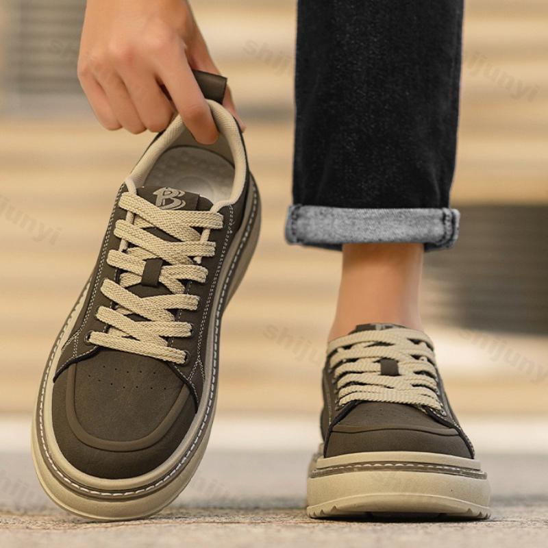 Men's Platform Casual Shoes 2026 Autumn New Outdoor Comfortable Cross Tied Board Shoes Fashion Vintage Height Increase Sneakers