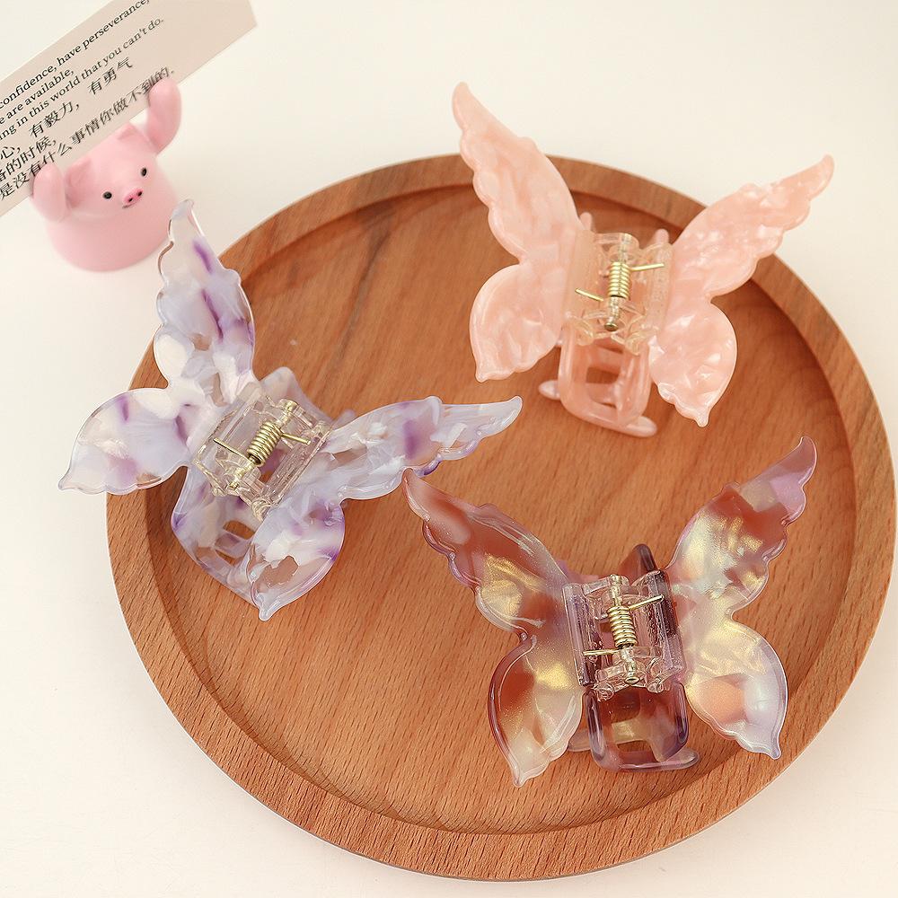 Wysokiej Jakości Damskie Acetatowe Kolorowe Motylkowe Klamry Eleganckie Ozdobne Wsuwki Długo Trzymająca Opaska Akcesoria do Włosów