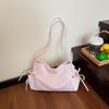 Elegant Pink One Shoulder Bag for Women Temperament Versatile Bow Tote Bag Texture Soft PU Pleated Cloud Bags New Trend