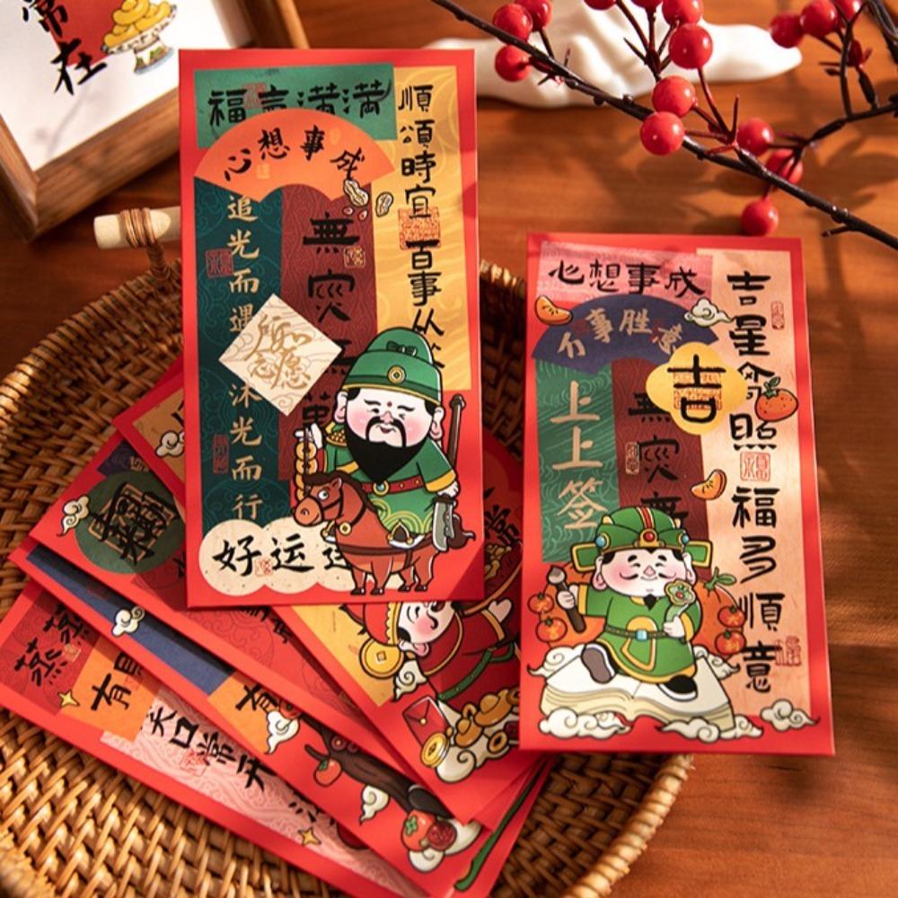 6PCS Chinese New Year Red Envelope Best Wishes Blessing Wealth God Money Envelope Money Bags Spring Festival Lucky Money Pockets