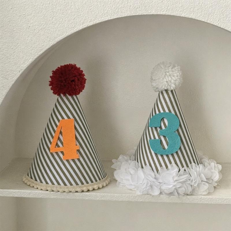 Portable Ventilated Cotton Celebration Hat With Adhesive Number Soft Cloth Party Hat For Whole Ages