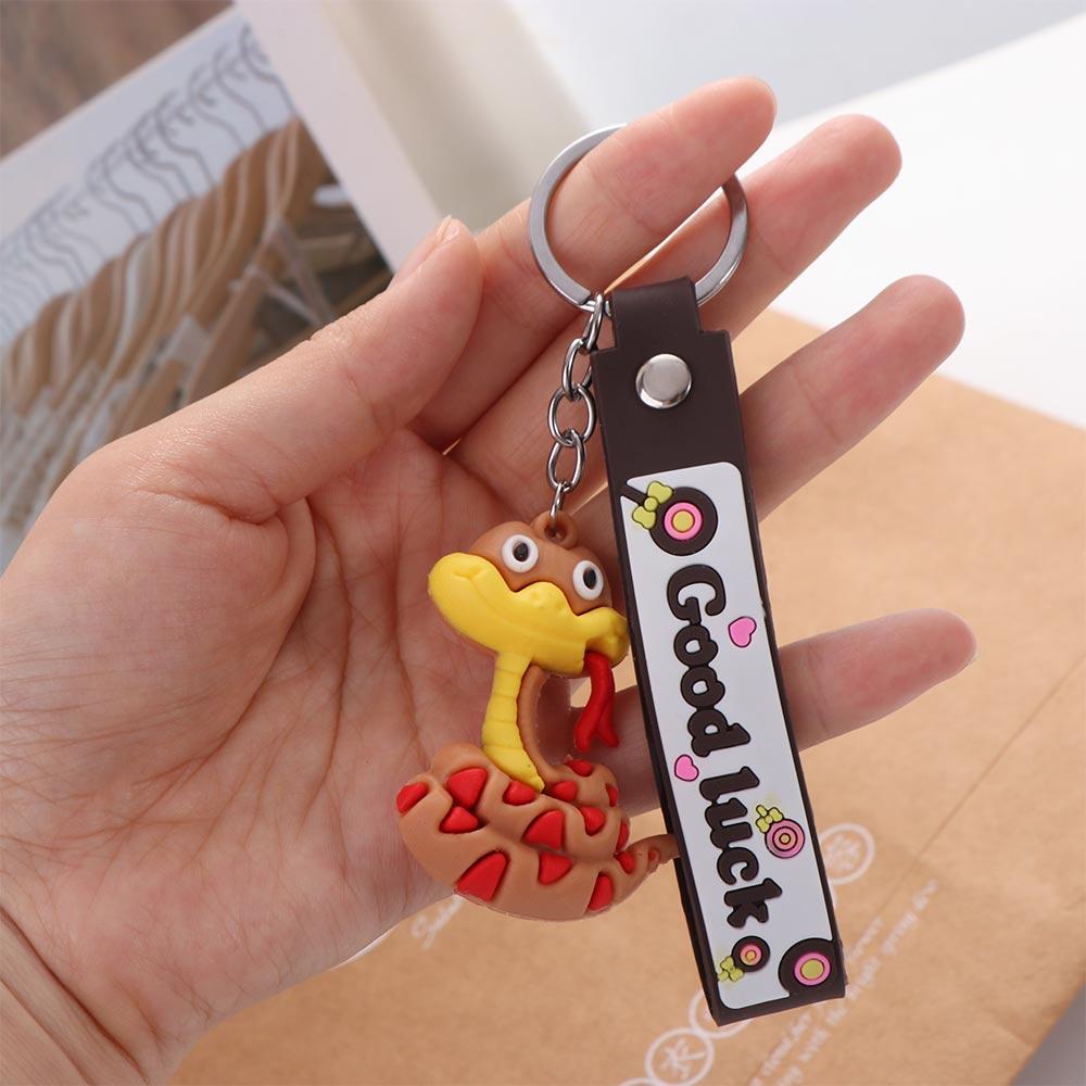 Jewelry Cartoon Snake Keychain Silicone Zodiac Snake Year Key Ring  Bag Ornament