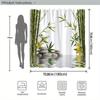 1-Pack Bamboo And Stone Shower Curtain, Green Bamboo, White Zen Stones, Yellow Flowers And Reflective Water Pattern, With Hook