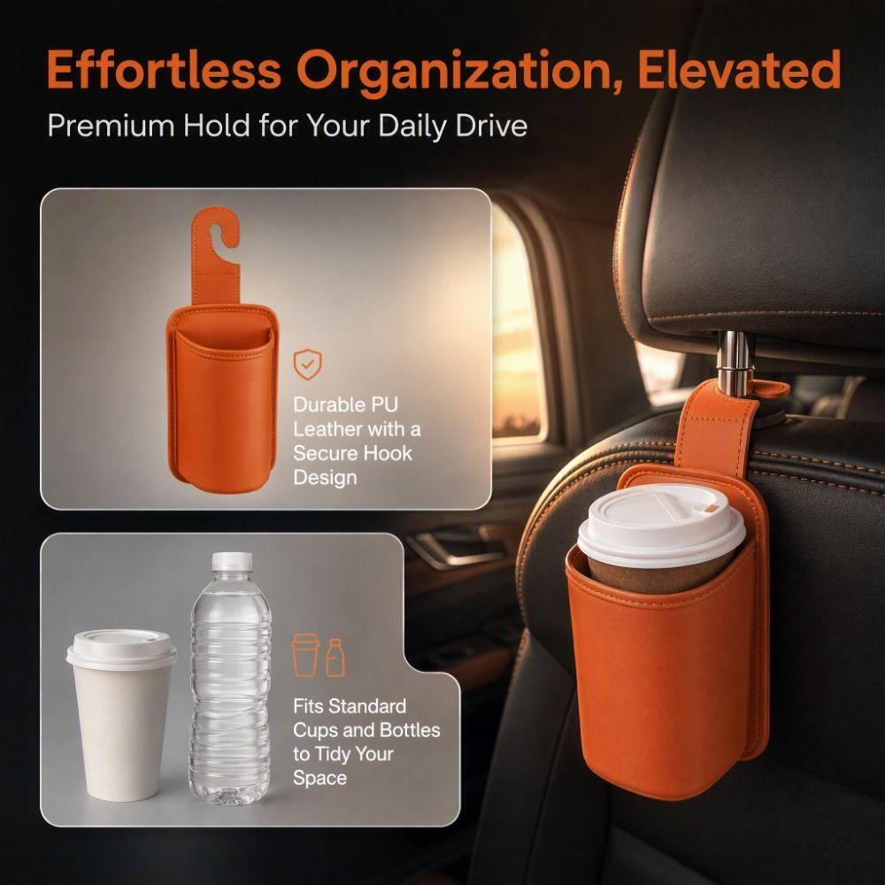With Hook Hanging Drink Holder PU Leather Backseat Organizer Seat Back Storage Rack  Auto Interior