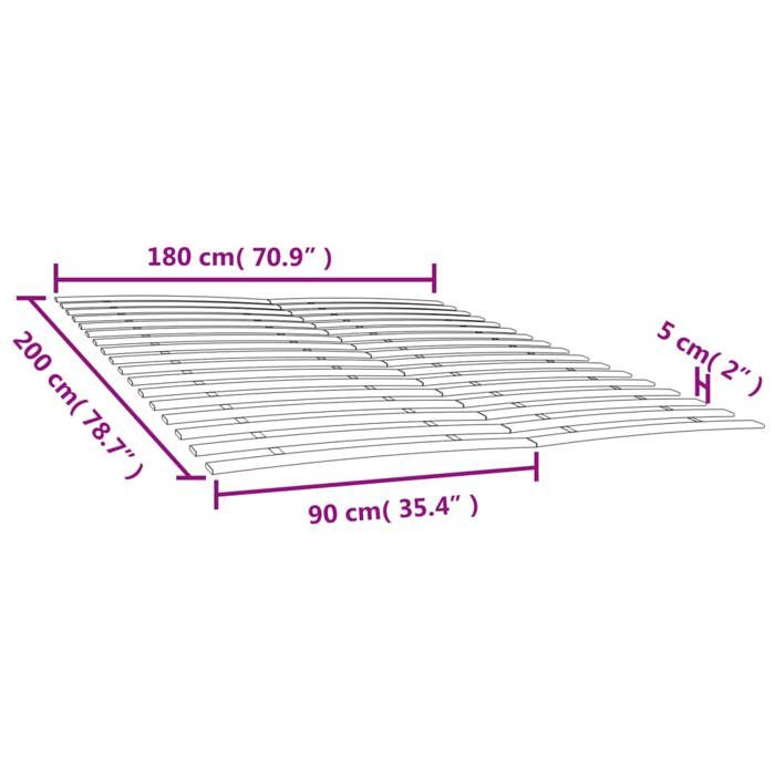VidaXL Replacement Slats for Bed Base with 34 Slats 2 Pcs 90x200 Cm, Bed Frame, Bed Base, Replacement Slat for Bed Base 3203721