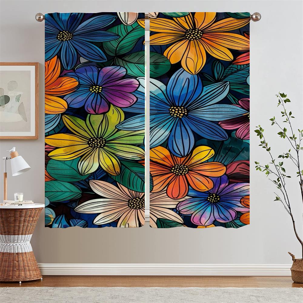 European and American Wind Flowers and Butterflies Kitchen Curtains for Living Room Decoration Home Interior Curtains Blackout