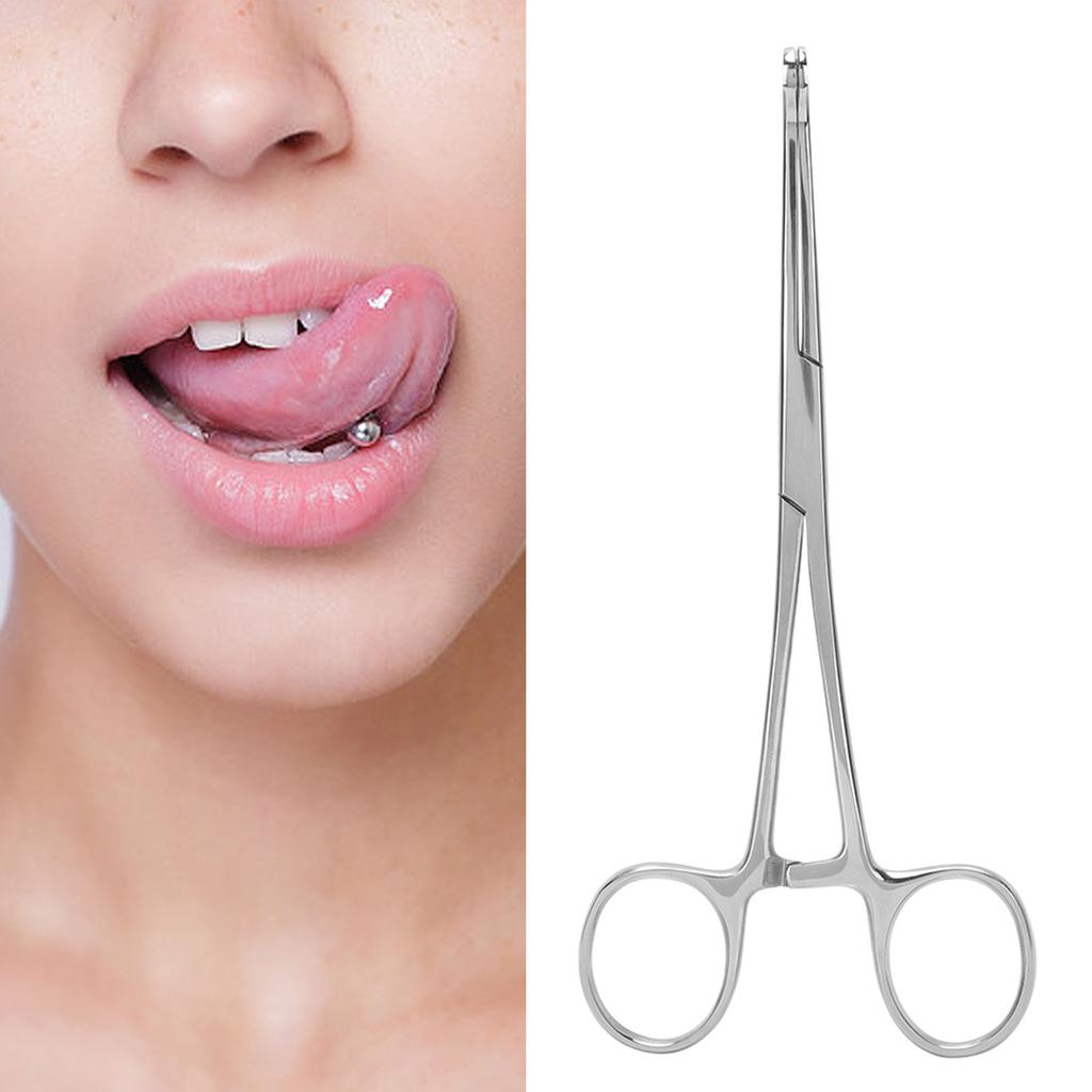 Stainless Steel Reusable Body Piercing Pliers - Tongue Piercing Bead Clamping Tool, Professional Body Piercing Supply