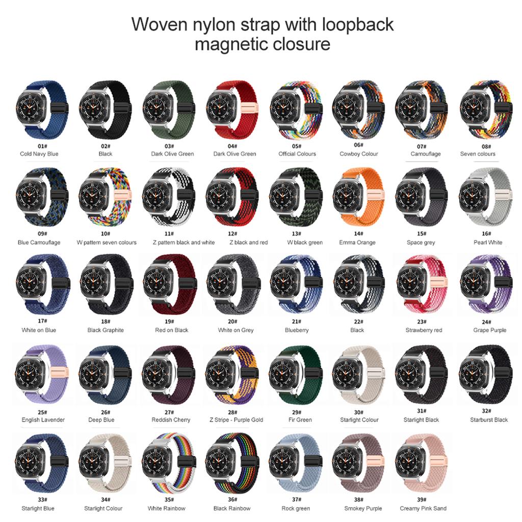 For Samsung Galaxy Watch Ultra Strap 47mm Accessories Magnetic Nylon Braided sport Bracelet Correa Galaxy Watch 7 Ultra Band