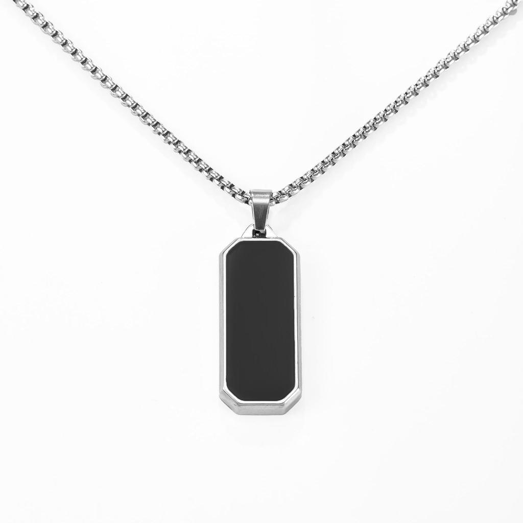 18K Gold Plated Titanium Steel Necklace with Geometric Pendant and Pearl Chain