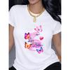 European Size Women's Butterfly Print T-Shirt -Loose Fit Short Sleeve Round Neck Blouse with Short Sleeves, Casual Top for Spring Summer,Casual Attire