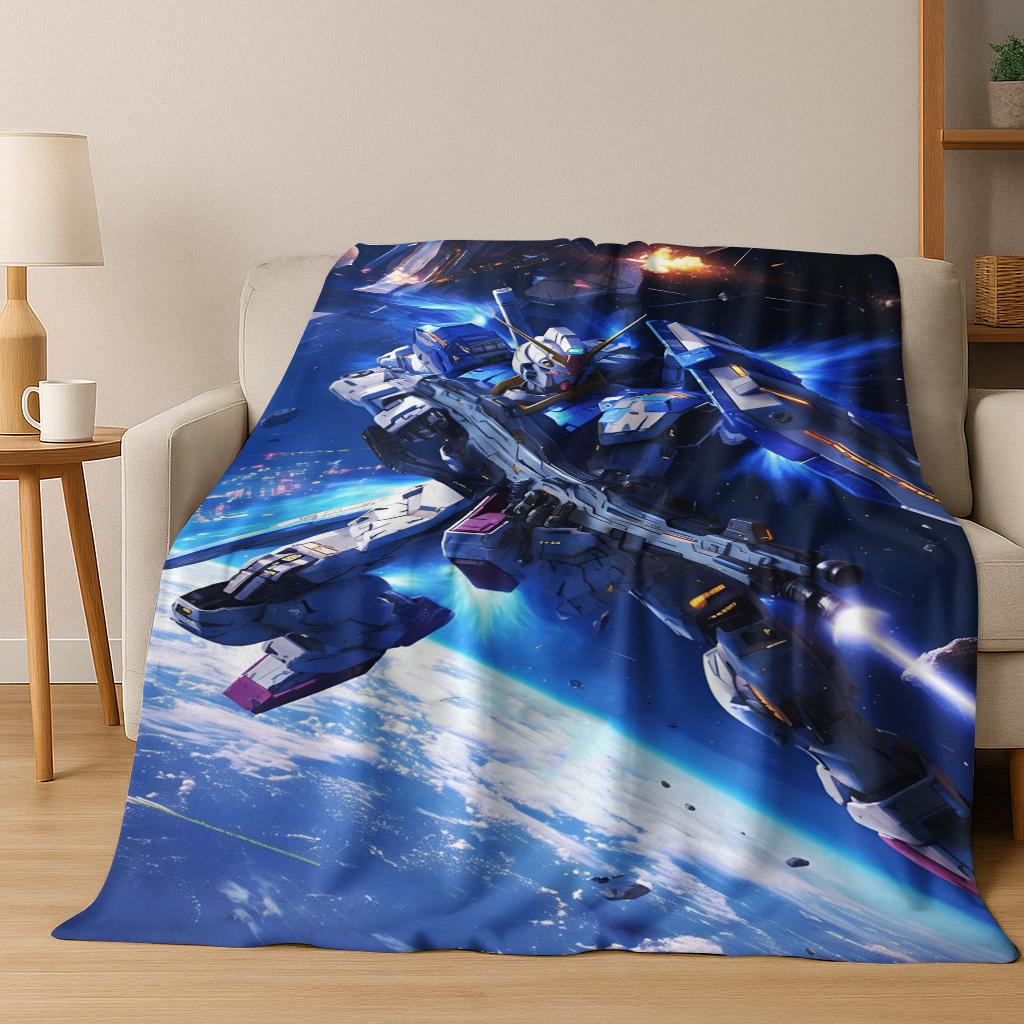 26 Style Gundam Cartoon Robot Flannel Blanket,Warm and Cozy Soft Throw Blanket for Home Bedroom Bed Sofa Picnic Office Cover