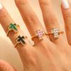 Anello in Rame Regolabile con Croce in Zirconia Colorata - Moda Lusso da Donna