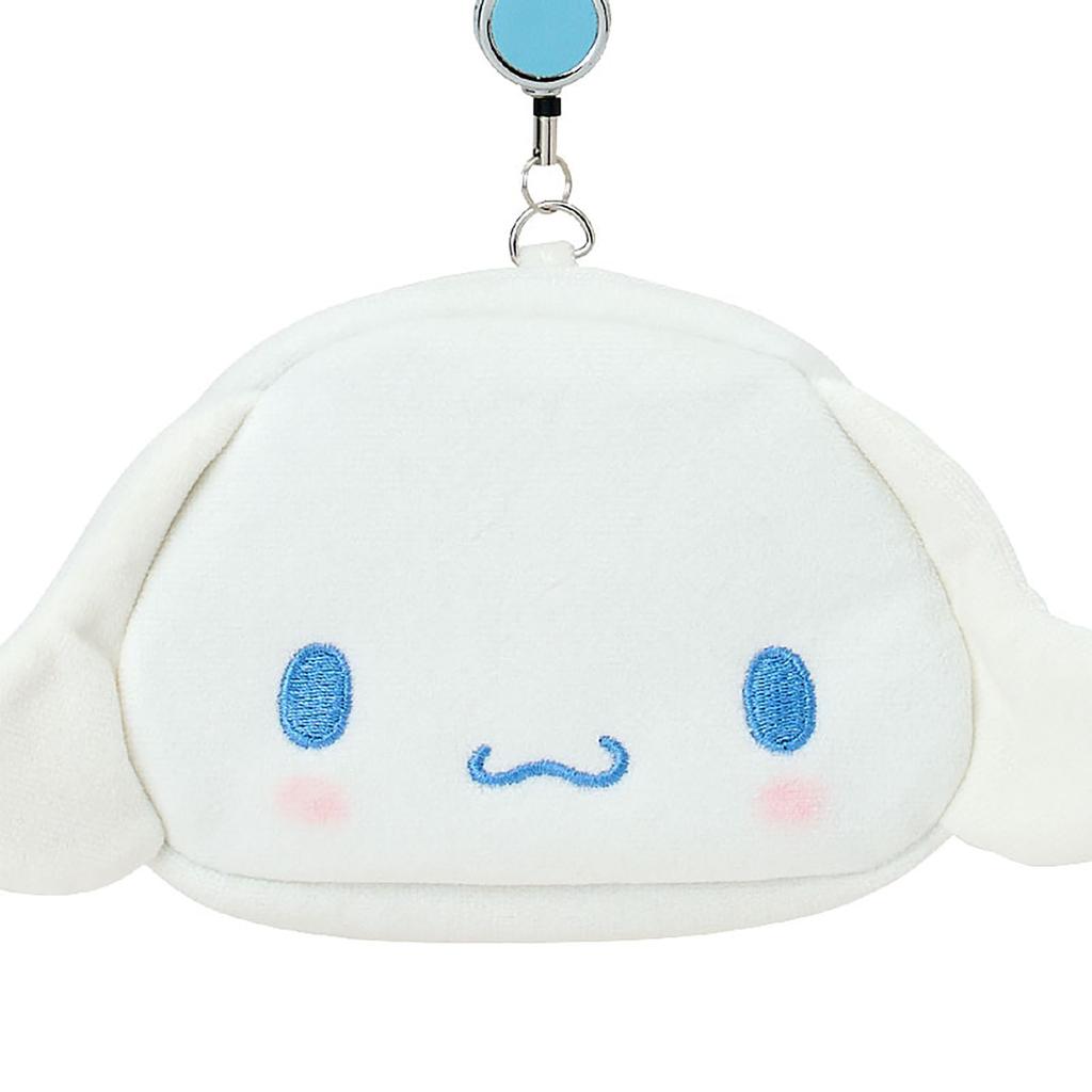 Sanrio Pass Case with Small Item Ages 15 and 303291 Face-Shaped & Pouch, Cinnamoroll, Cotton, PVC, Steel, Polyester, Reel, Storage, Up,