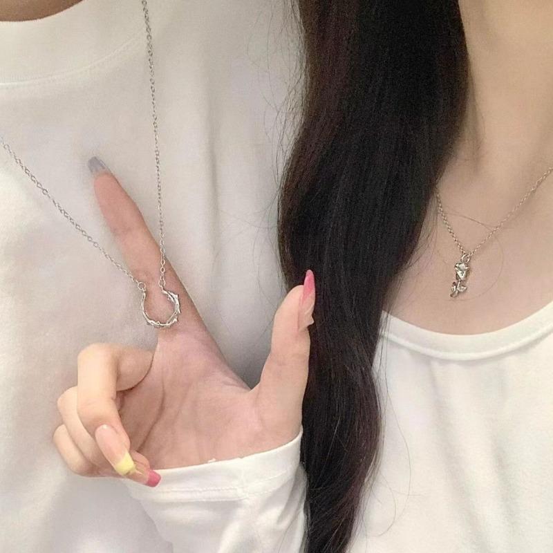 Thorns and Roses Couple Pair Necklace Long Women's Adjustable Versatile Pendant Set Valentine's Day Gift