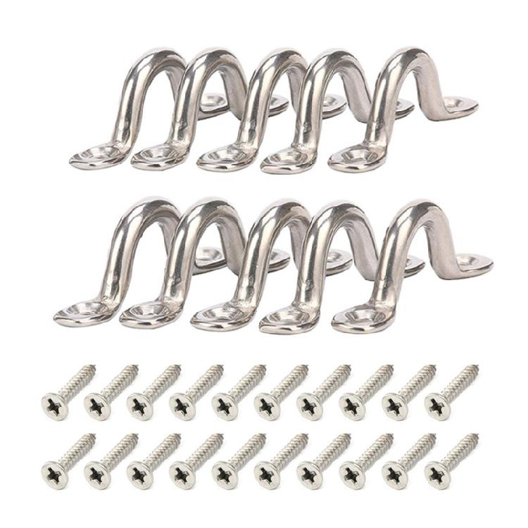 8pcs/10pcs Tie Down Anchors Point Stainless Steel Tie Down Eye Straps Kayak Deck Loop with Screw Marine Boat Top Pad Eye