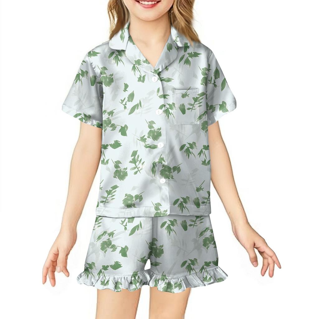 Children's Home Clothes Pajamas Set Short-sleeved Top Shorts Two-piece Set Outer Wear Play Cardigan Clothes