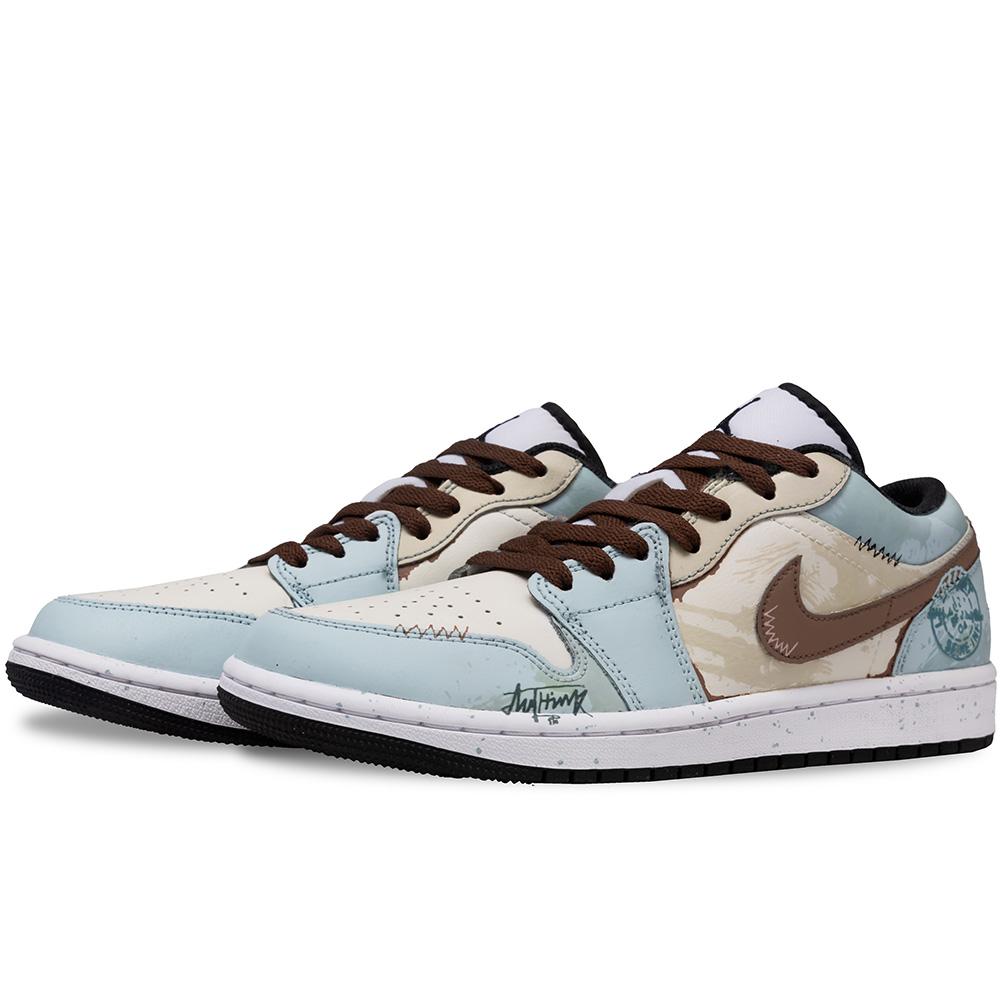 Jordan Air Jordan 1 Letter From The Galaxy Leather Cushioning Slip Resistant Cushioning Slip Resistant Low Top 553558-132(Team307-)