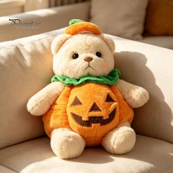 Cute Animal Gift for Kids Halloween Pumpkin Bear Plush Toy, Soft Stuffed Kids, Doll Toddlers Huggable Pillow Fall Holiday Home Decor
